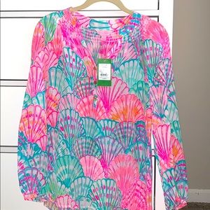 Lily Pulitzer “oh shello” sheer top
